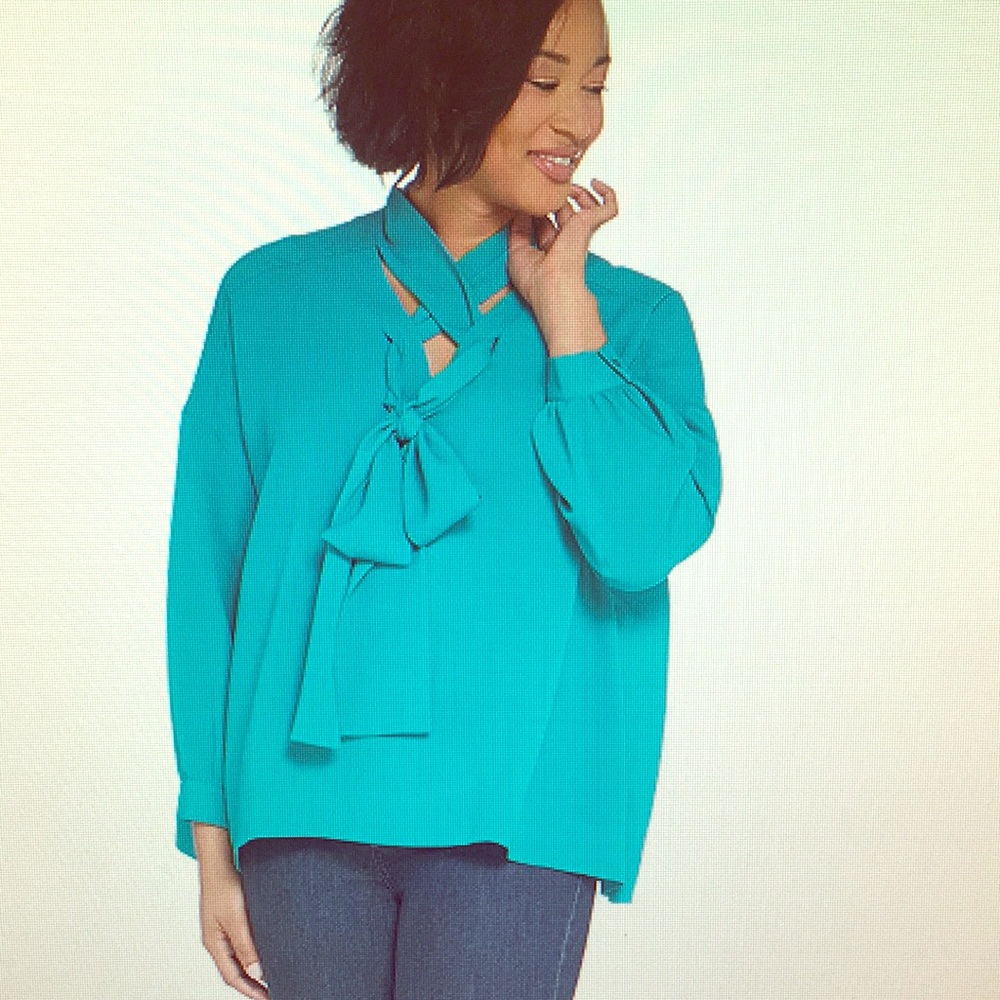 Laurie Felt Criss Cross Scarf Blouse